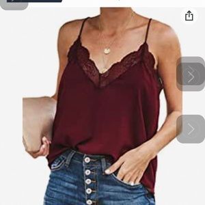 Long torso Lace spaghetti strap top size medium